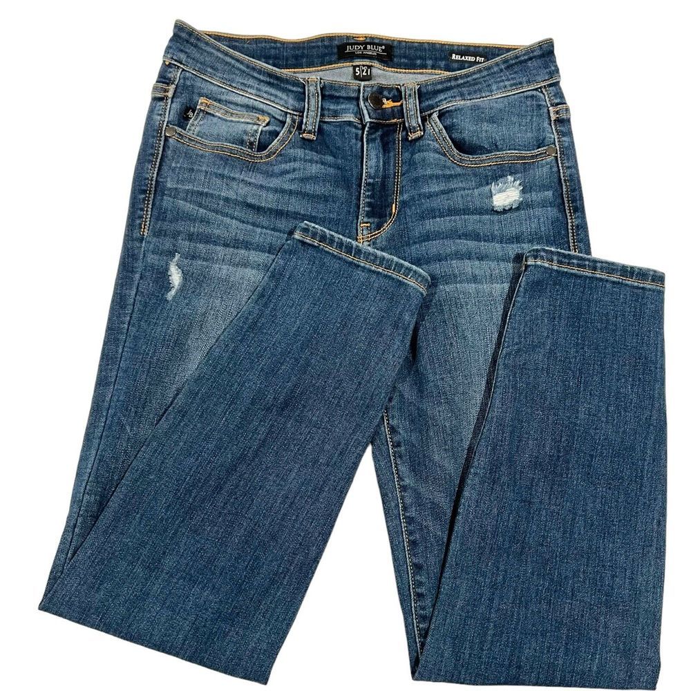 Judy Blue Jeans Women’s Size 5/21 Blue Color Distressed Relaxed Fit Skinny Denim